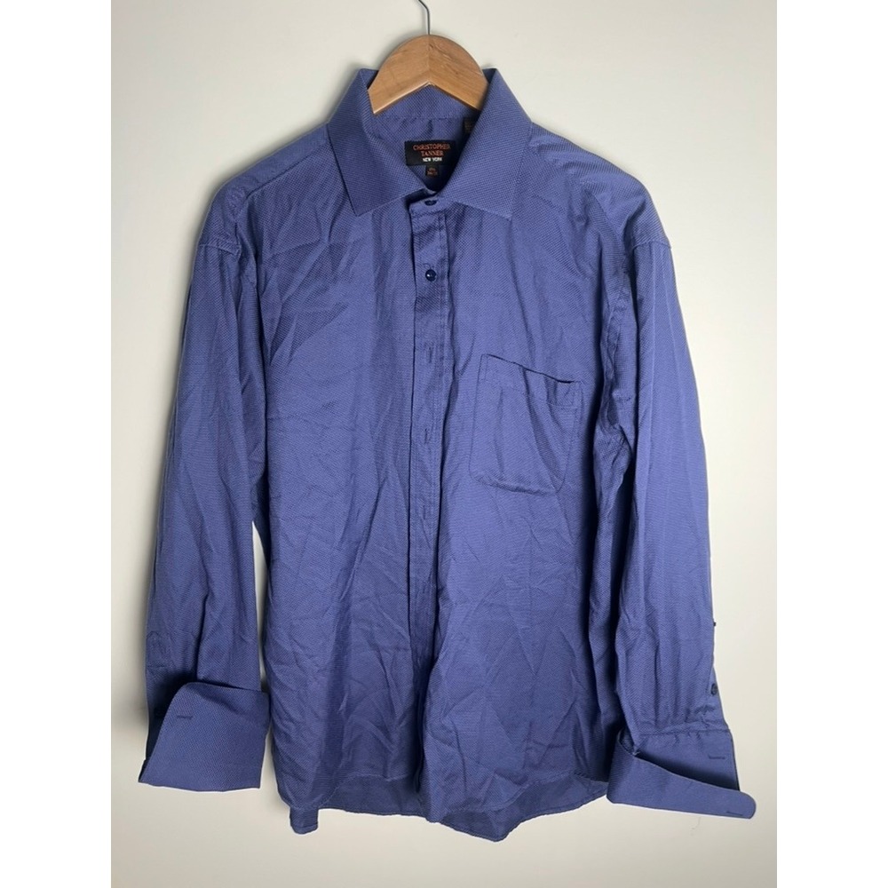 Christopher Tanner New York Blue Button‎ Down Dress Office Shirt 17.5 34/35